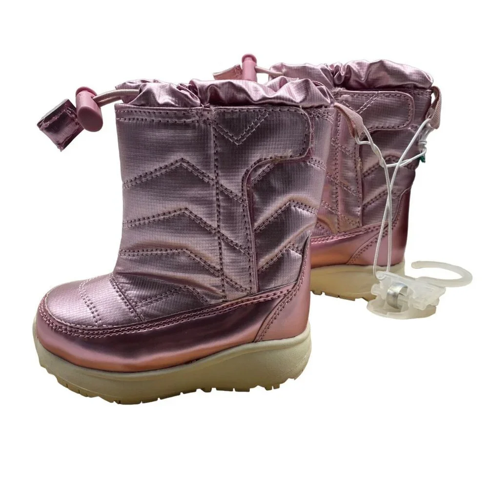 Cat & Jack Himani Snow Boots Toddler 6 Pink Metallic Thermolite Faux Fur NWT NEW